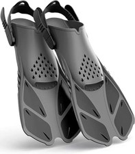 Snorkel Fins Adjustable Buckles Open Heel Swim L/XL Adult US Size 9-13 Black