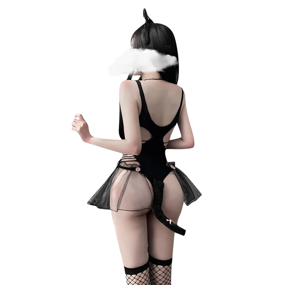 Sexy Mono Lencería Para Mujer Gato Sexy Malla Lazo Mono Ropa Interior Foto 4 de 4