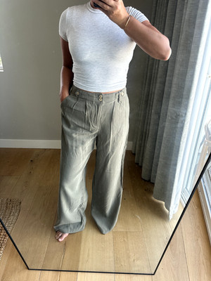 Scotch and Soda Green Pants Size 6 Wide Leg Brown Buttons