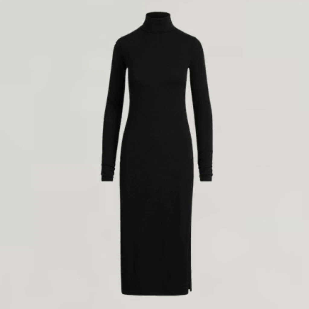 black tank dress midi Black Side Slit Fitted Maternity Tank Dress – PinkBlush main image 0