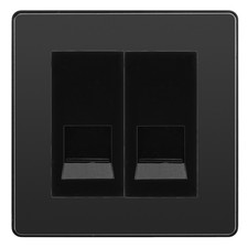 Image of BG Evolve Black Chrome Double Secondary Telephone Socket, Screw Terminal - Black
