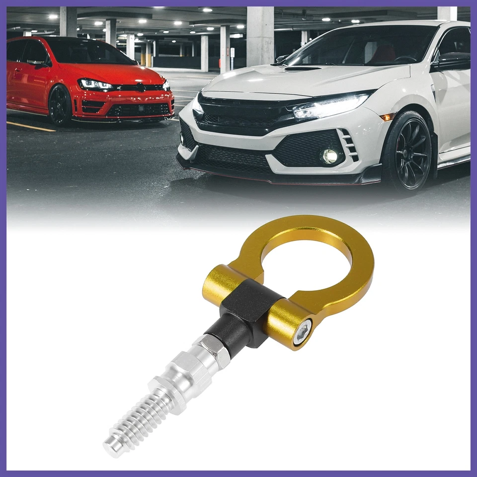 Barra de gancho de remolque con tornillo para parachoques trasero delantero de coche tono dorado para BMW 325i 335i Foto 2 de 4