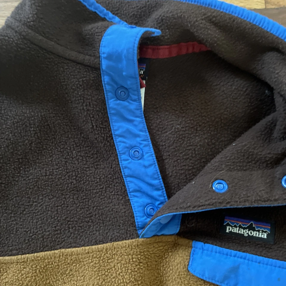 Patagonia Synchilla Snap T Fleece Pullover Brown/Blue Colorblock Boy's L Large - Image 4 of 4