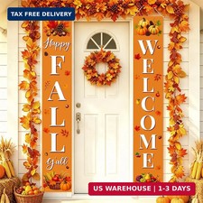 Fall Welcome Banner Porch Sign Happy Fall Banner Front Door Outdoor Decor Fall