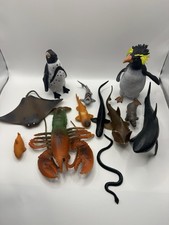 Ocean Animal Toy Lot Penguins Shark Lobster Dolphin Stingray Sea Figures