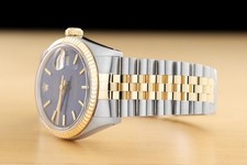 ROLEX MENS DATEJUST 16233 BLUE DIAL 18K YELLOW GOLD STEEL JUBILEE BAND WATCH 4