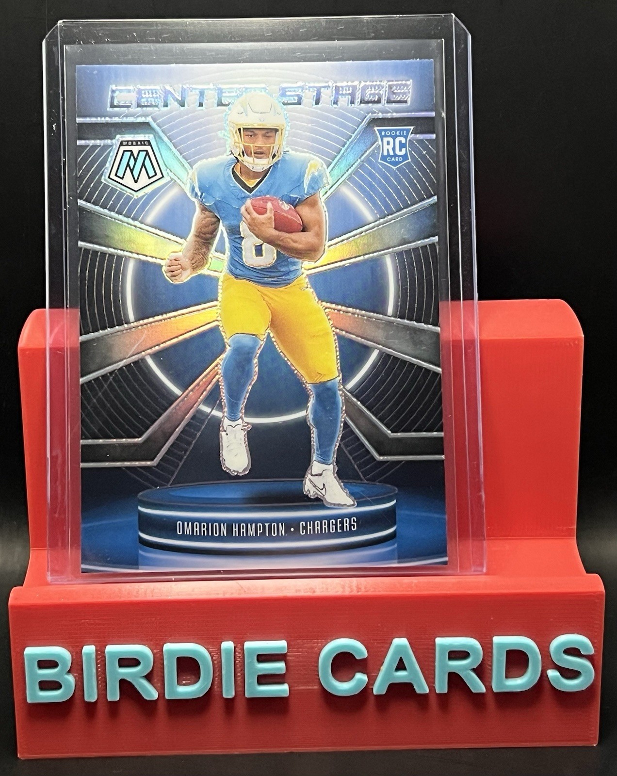 2025 Panini Mosaic - Center Stage Mosaic Omarion Hampton #6 Silver Prizm (RC)