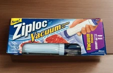 Ziploc Vacuum Starter Kit 1 Freezer Quart Size Pump & 3 Bags NEW SEALED