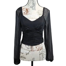 SO Top Sheer Y2K Cropped Whimsygoth Dark Fairy Witchy Goth Night Out Womens XS