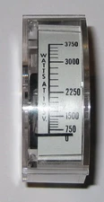 Panel Mount 3750 Watt Analog Wattmeter - 125 V AC - Clear Case - 1.83" x .755"