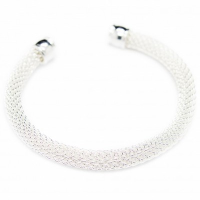 Bracelet Jonc En Argent Plaqué Avec Texture Maille Fine - Pour Femme - Neuf Avec étiquettes