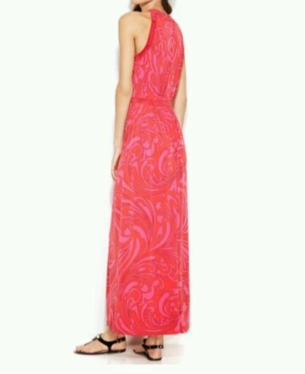 Nuovo! Maxi abito MICHAEL Michael Kors in vita smock con stampa taglia large*