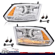 Fit For 09-18 Ram 1500 2500 3500 Clear LED DRL Projector Headlights W/ Harness 