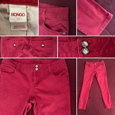 (13) Faded Cherry Red Straight Leg Jeans Business Casual (BONGO)