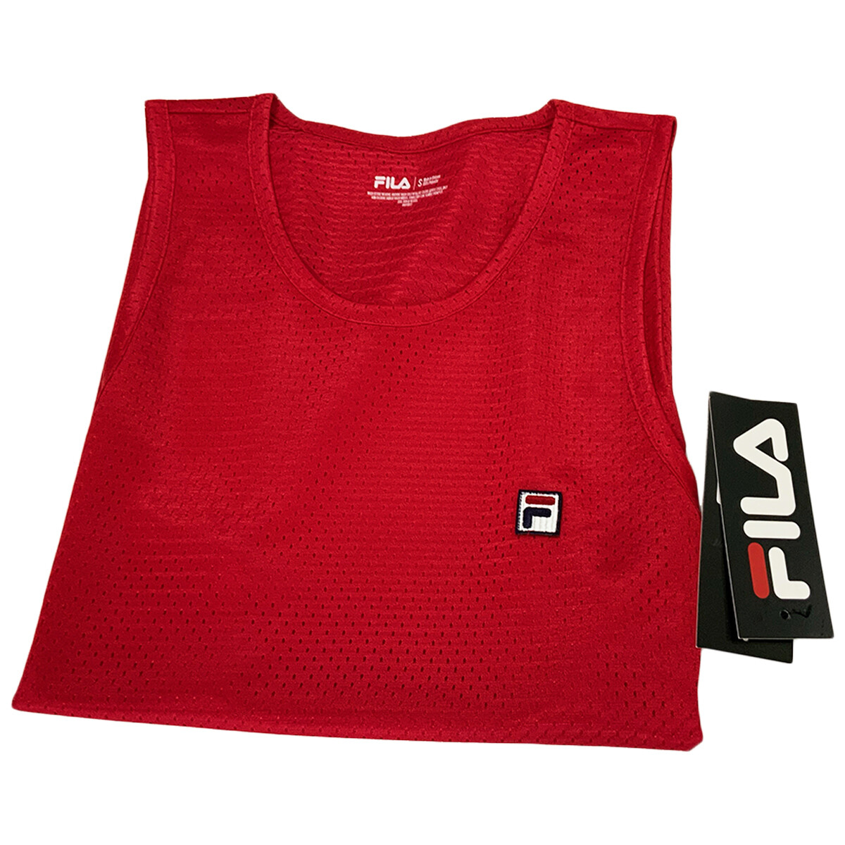 T SHIRT CANOTTA UOMO ROSSA GIROCOLLO SENZA MANICHE FILA MSRP $34 99 NUOVA CON ETICHETTE TAGLIA S