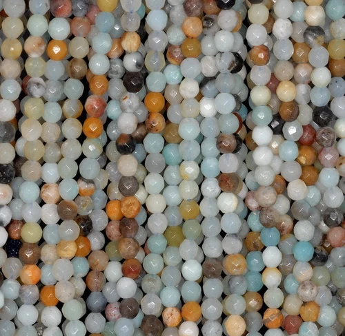 4MM AMAZZONITE PIETRA PREZIOSA SFACCETTATA ROTONDA PERLINE SFUSE 15" - Foto 4 di 4