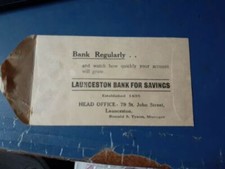 Launceston Bank envelope for savings unknown date names manager
