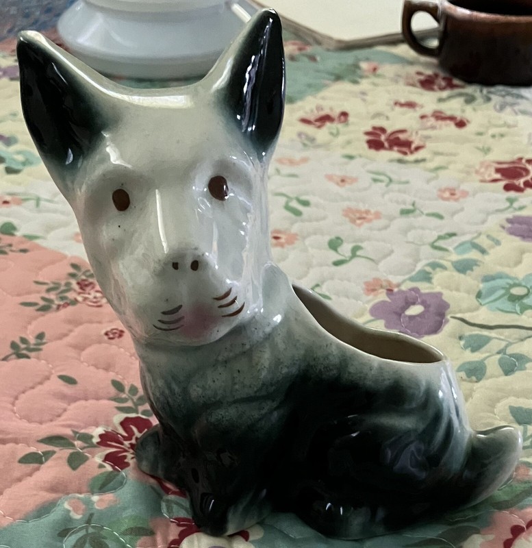 Vintage Brush McCoy Black Scottie Terrier Dog Planter 