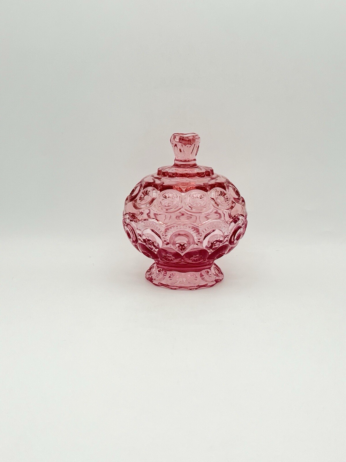 L E Smith Luna y Estrellas Rosa Cubierto Plato Compota con Tapa ¡EXCELENTE!