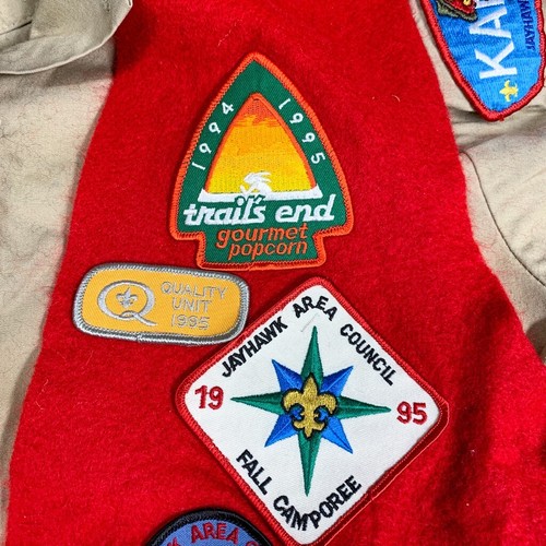 Vintage Boy Scouts Tan Uniform Shirt & Red Vest with Patches BSA - Picture 12 of 17