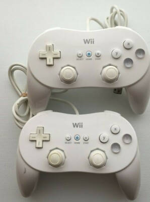 Lot of 2 Authentic Nintendo Wii White Classic Pro Controller RVL-005 OEM |TESTED