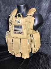 Coyote Tan FDE Tactical Vest Plate carrier w/ 2 Curved 10x12 Plates- Lvl III