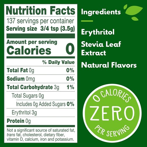 Kalorienfreier Stevia Süßstoff 17oz Packung Natürlicher Zuckerersatz, Glutenfrei - Bild 5 von 9