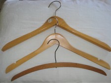 Lot of 3 Vintage CLOTHES HANGER Wood - 2 are thick and heavy for coats