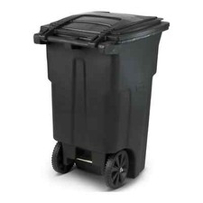 64 gallon black garbage can with wheels and lid