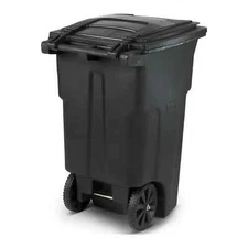 64 gallon black garbage can with wheels and lid