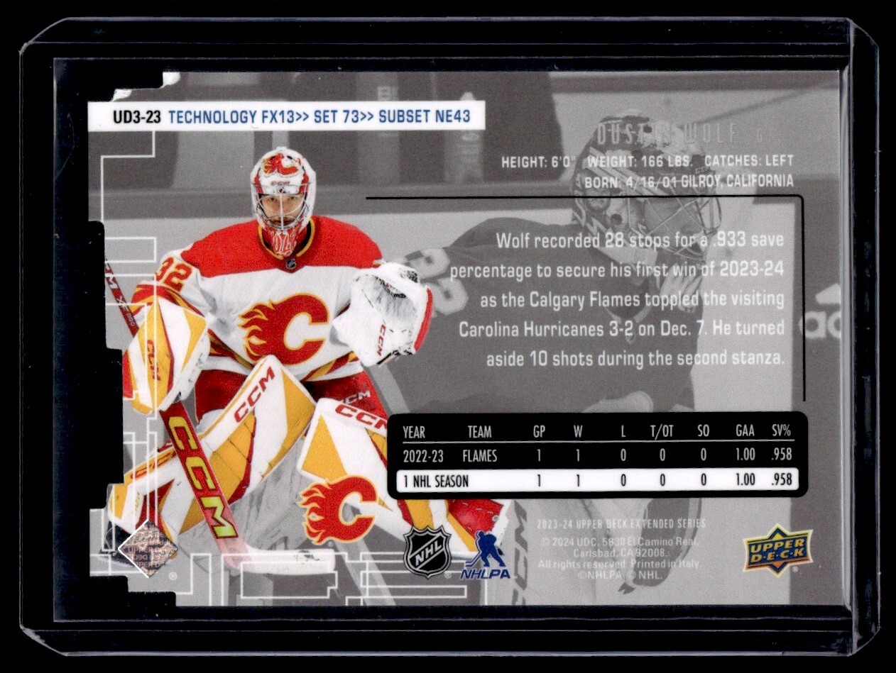 2023-24 Upper Deck Thecnology FX13 Dustin Wolf #UD3-23