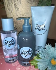 Victoria's Secret PINK Cool & Bright fragrance mist + gel wash + lotion 3 pc set
