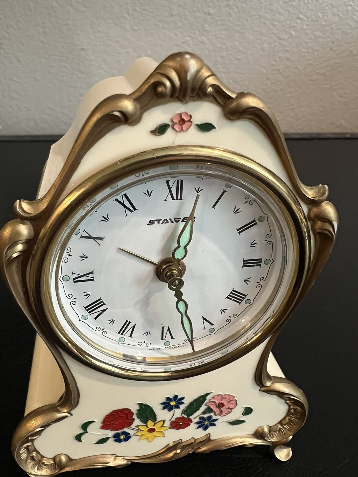 Vintage Blessing Alarm Clock West Germany Gold Lined Floral eBay