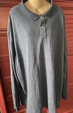 Preowned The Foundry Blueish/Grey Long Sleeve Polo Shirt Men’s 4XLT Big &Tall 
