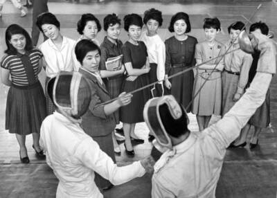 Translatoers Learn The Rules And Terms Of Fencing Ahead Of The 1964 Old Photo