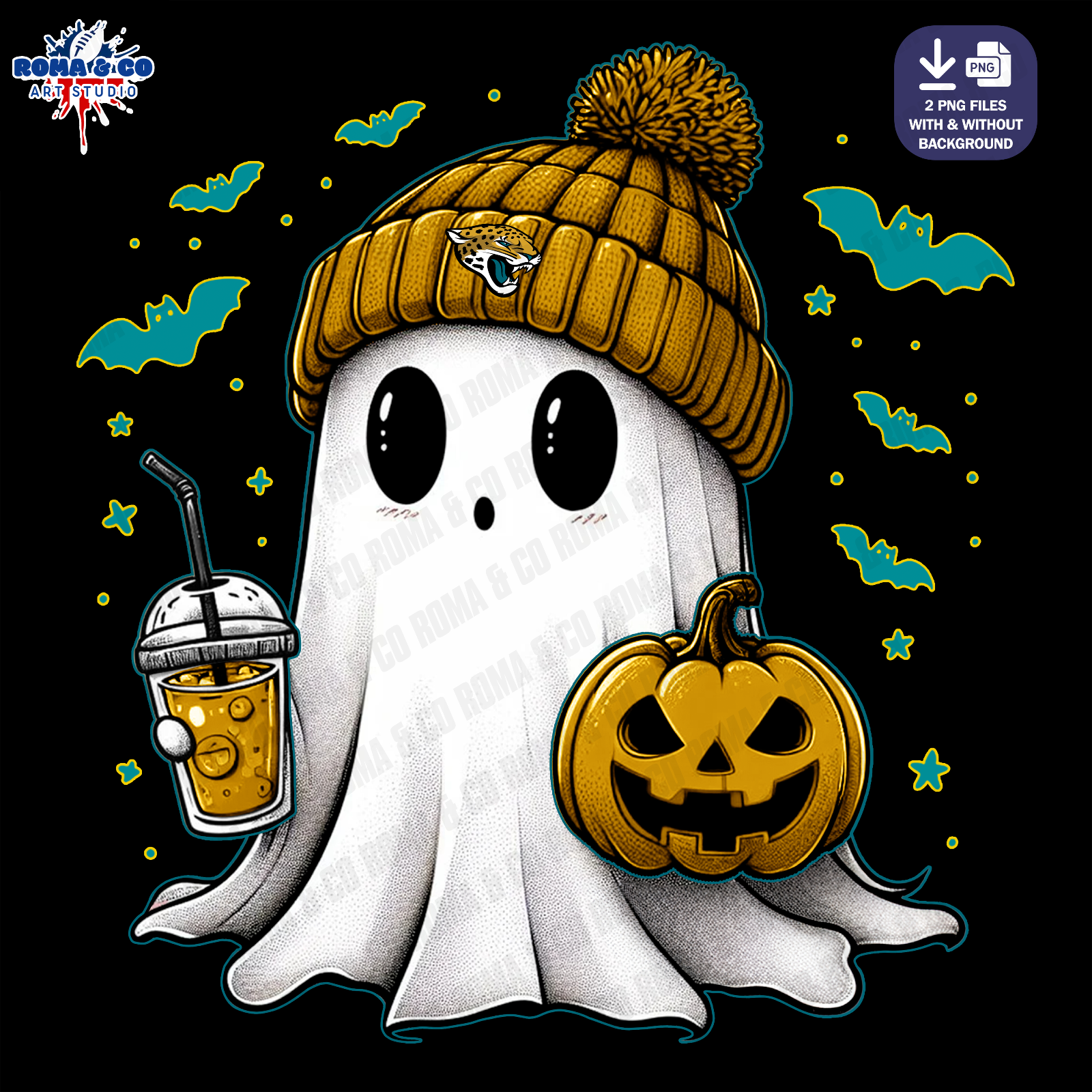 Jacksonville Jaguars Team NFL Football Cute Ghost PNG Team Logo AA Global