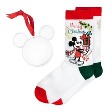 Mickey Mouse "Merry Christmas" Holiday Socks in Ornament for Adults Sz 4-10 New