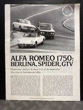 ORIGINAL DEALER VINTAGE BROCHURE 1969 ALFA ROMEO 1750 ALL MODELS ROAD TEST