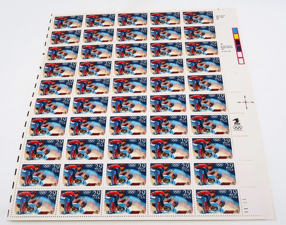 USPS 1991 Olympic Baseball Full Sheet 29 Cent Stamps Set of 50 Stamps - Image 2 of 3