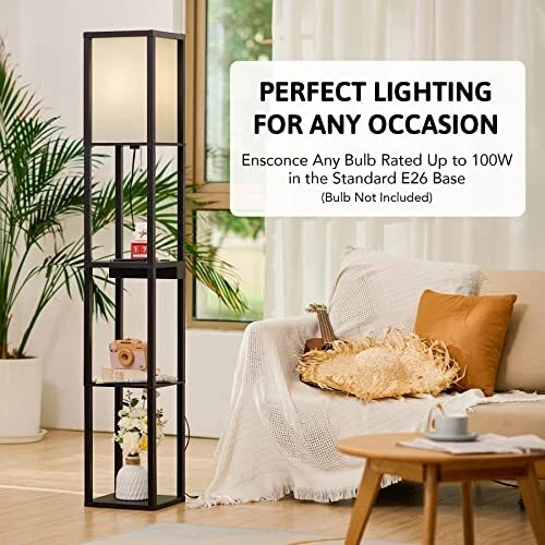 Shelf floor lamp sale with charging station