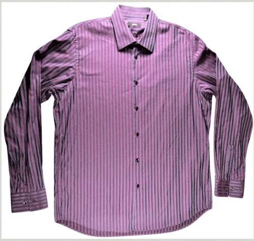 Lot 2 Hugo Boss Mens Dress Shirt 17 43 Striped Designer Italy Office - Picture 3 of 12