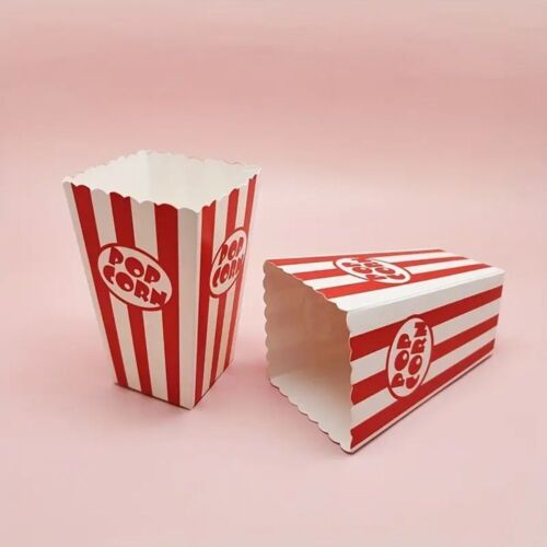 12pcs Folding Paper Popcorn Striped Bags Snack Containers  Baby Shower - Photo 1/8