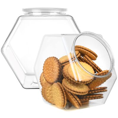 2pack Plastic Cookie Jar 1.5 Gallon Large Candy Jar For Classroom Kitchen & Offi