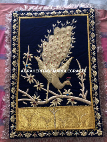 Gold String Decorative Wall Hanging Peacock Beautiful Zari Work Home Decor M110 - Picture 1 of 1