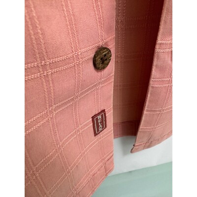 Tommy Bahama Men Hawaiian Shirt Salmon Pink 100% Silk Button Up