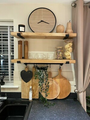 40CM-150CM rustikale industrielle Holzgerüste Brettregale - Wahl der Halterungen
