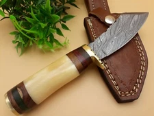DAMASCUS HUNTING BUTCHER SURVIVAL MACHETE CHOPPER  BOWIE KNIFE BONE COVER