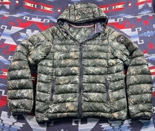 Napapijri Antarctic Insulated Camo Hooded Jacket Outdoor Puffer Coat Hoodie Sz L