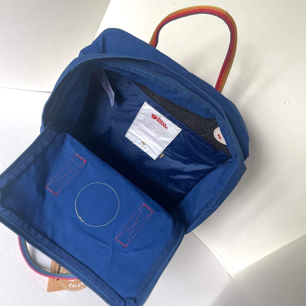 Fjallraven Kanken Small Backpack Blue Rainbow Nylon Zip Pocket