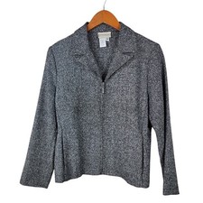 Coldwater Creek Jacket sz 8 Petite Tweed Professional Career Zip Up Lightweight
